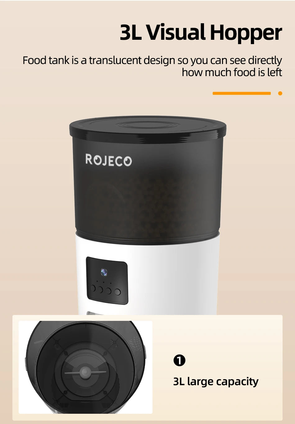 ROJECO Automatic Cat Feeder With Camera Video And Remote Control