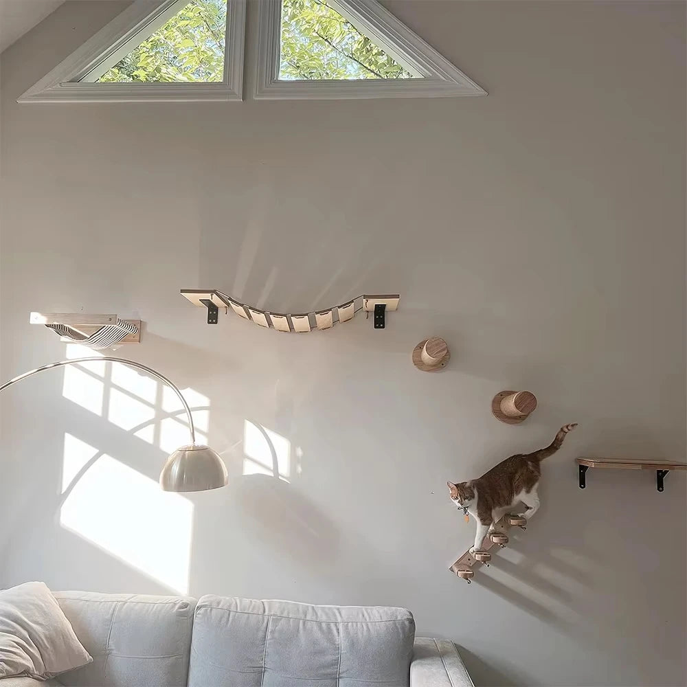 CWV Wall Mounted Cat Climbing Shelf With Sisal Scratching Post