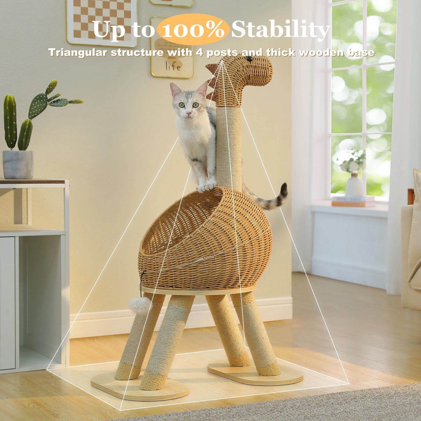 PAWZ Road Dinosaur Cat Tree Tower With Sisal Scratching Post