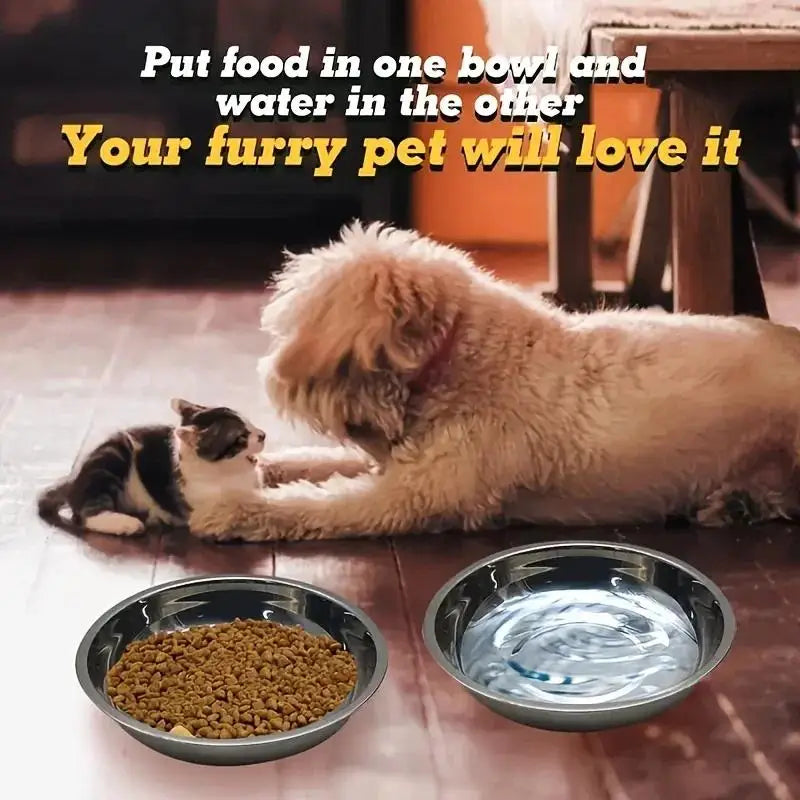 Stainless Steel Slip Resistant Cat Bowl With Anti Tip Base