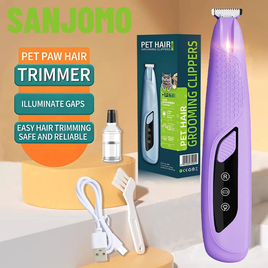 New Pet Hair Trimmer Rechargeable with Light Small Electric Clippers for Dogs And Cats Foot Hair Trimming Pet Grooming Tool
