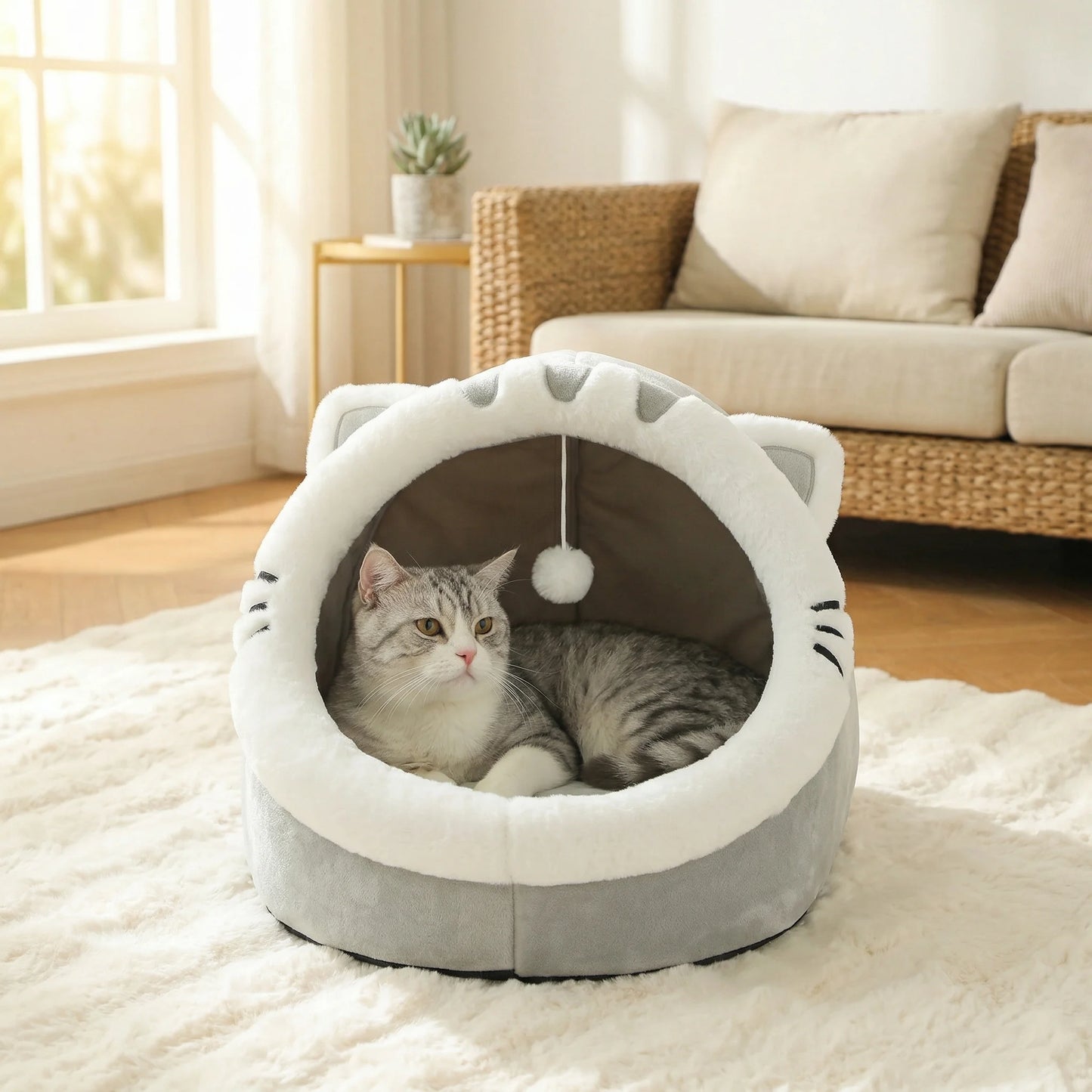 Cute And Soft Cat House Super Cat Bed Warm Deep Sleep Comfort  Cat Bed Pets Tent Cozy Cave Nest Small Dog Mat Bag