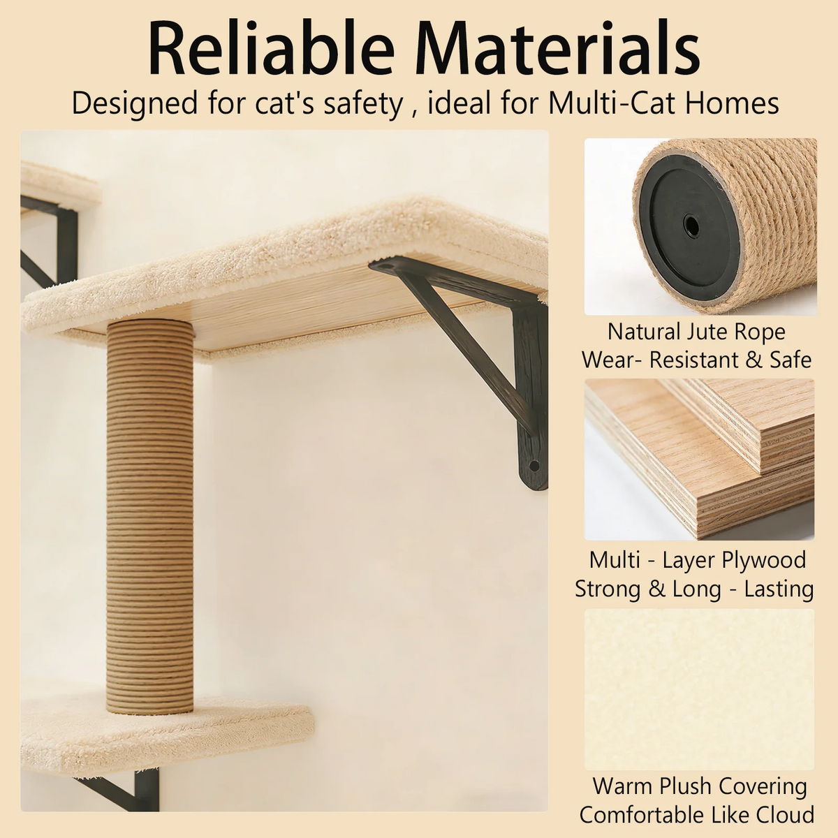MIUZMORE Wall Mounted Cat Shelves And Scratching Posts Furniture Set