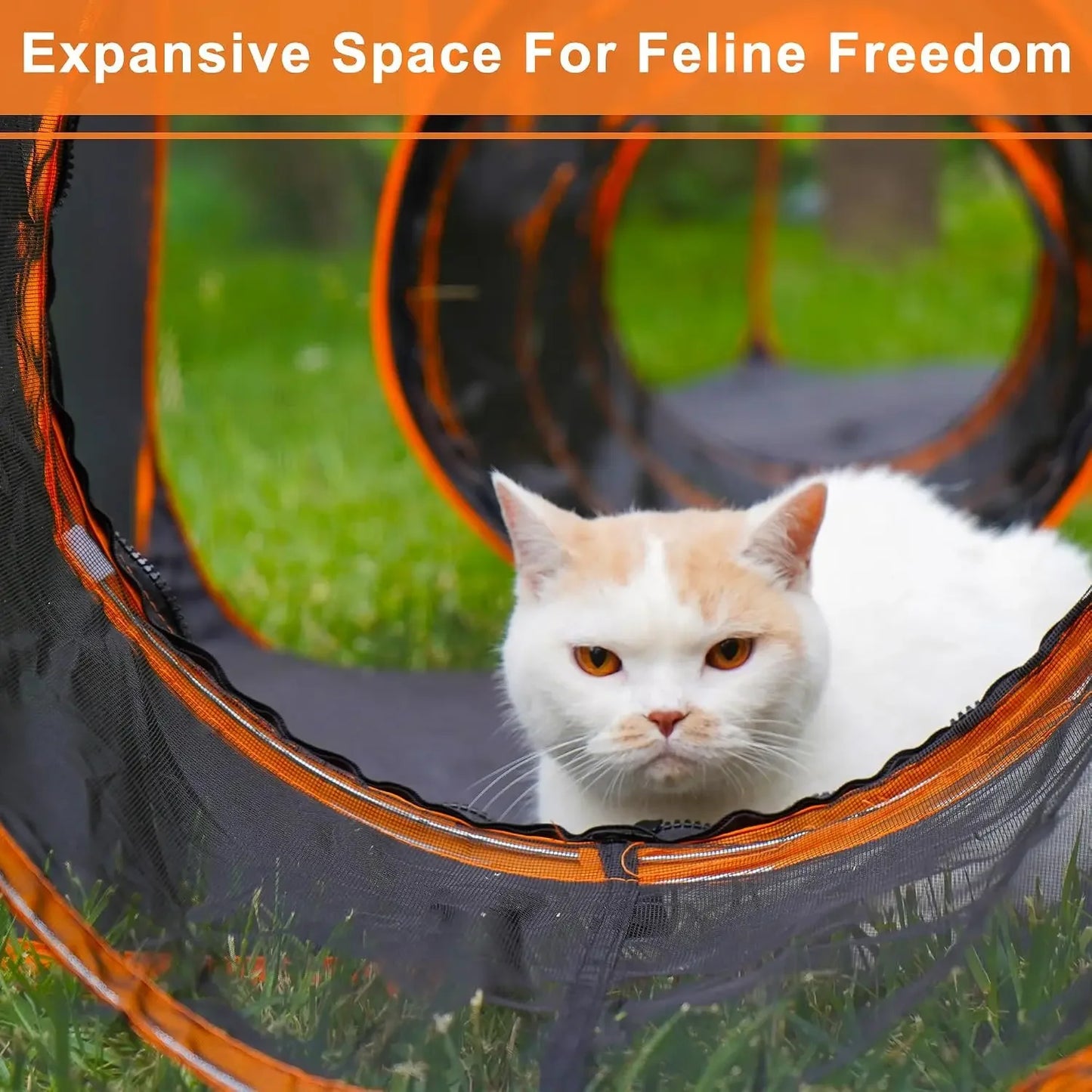 7-in-1 Outdoor Cat Enclosure, Foldable Pop-Up Mesh Playpen with Tunnels for Small Pets