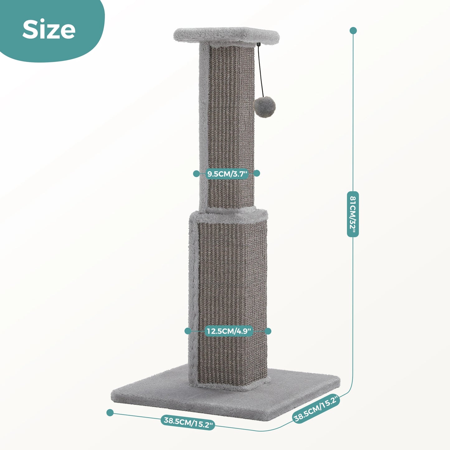 PAWZ Road Cat Scratching Post With Woven Sisal Ball Toy