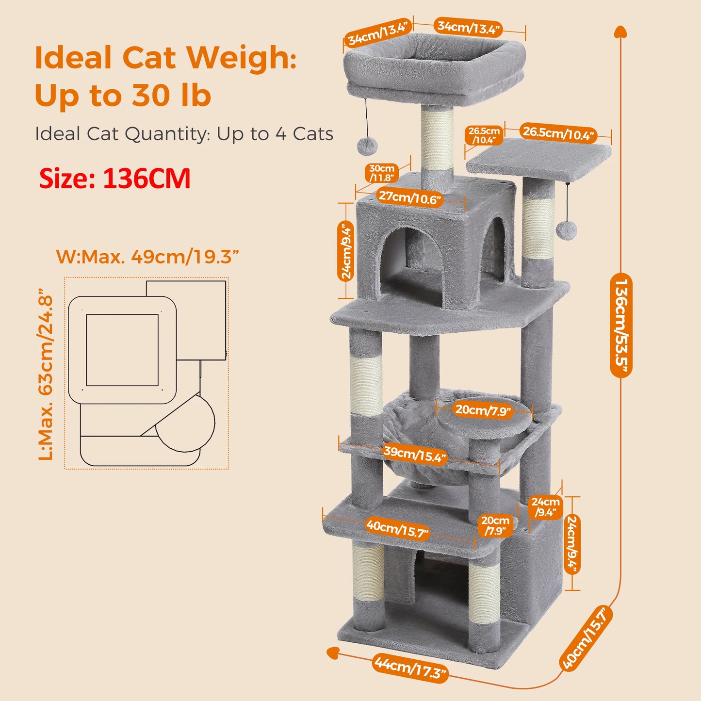PAWZ Road Cat Tree And Tower With Indoor Scratching Posts