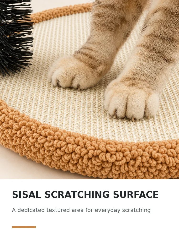 Cat Self Groomer Arch With Sisal Scratcher And Hanging Ball