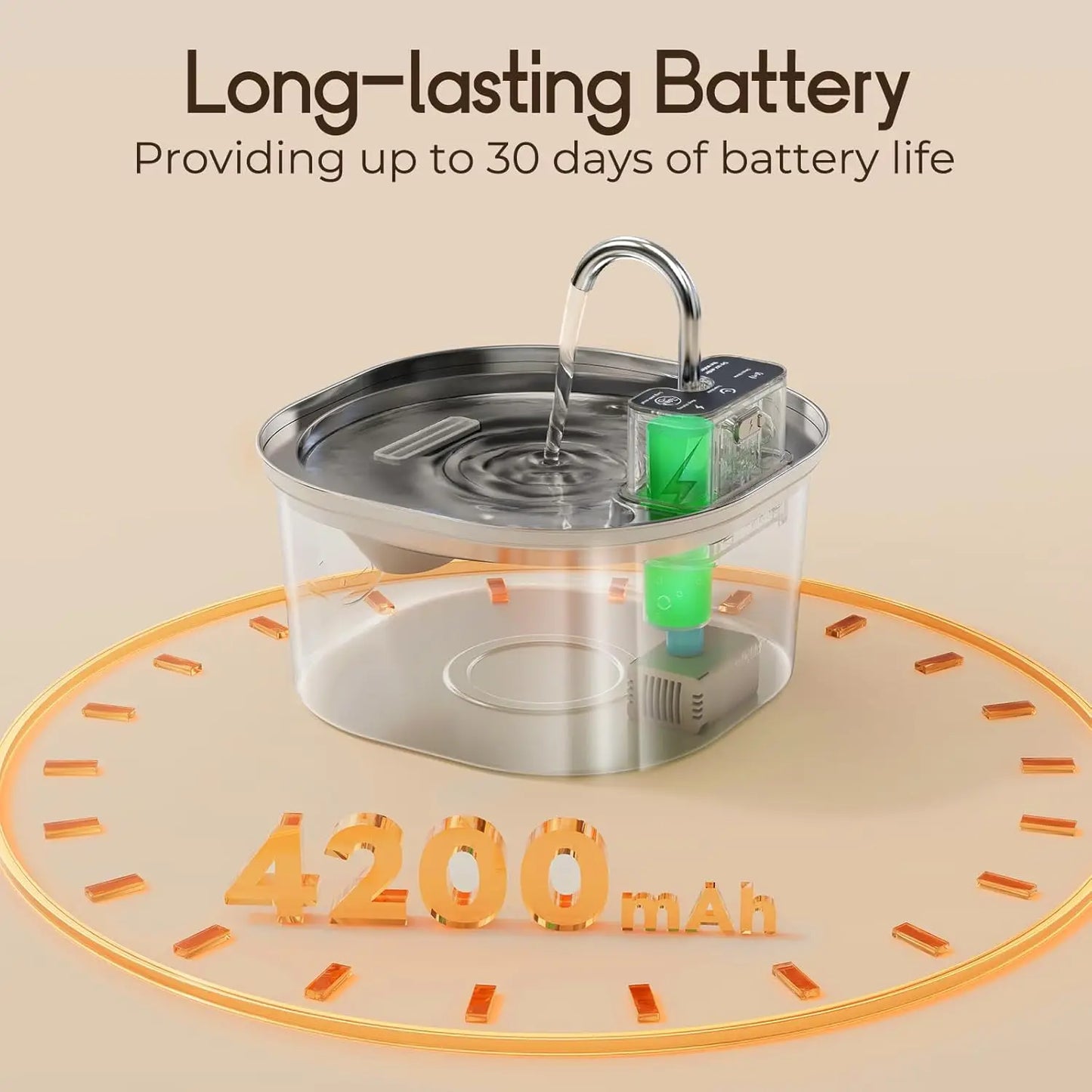 3.2L Stainless Steel Wireless Recharging Sensor Cat Water Fountain Auto Drinking Fountain For Cats Dog Drinker Pet Dispenser Bowl Active