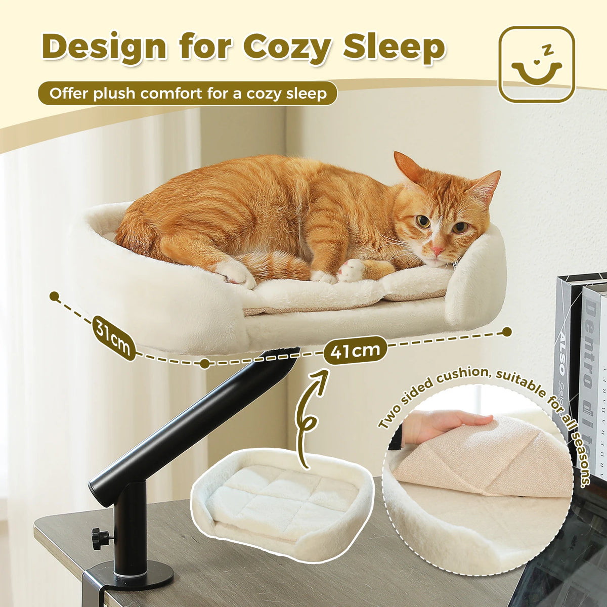 PAWZ Road Rotatable Cat Desk Bed Adjustable Plush Hammock by Annie N Poe Cattastic Supplies