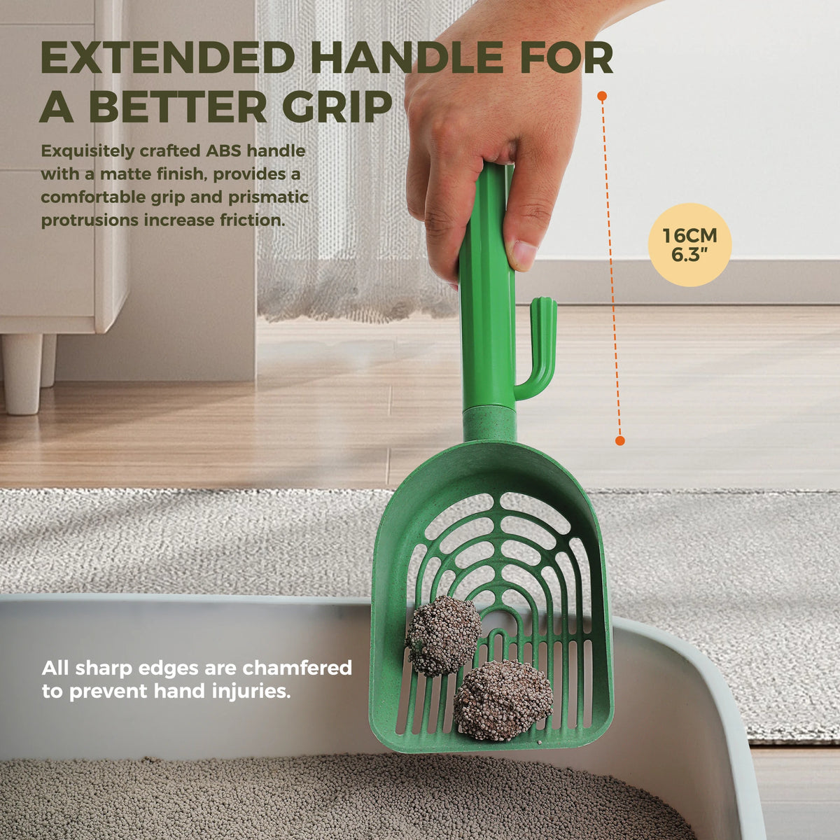 Cactus Cat Litter Scoop With Holder And Waste Bag Storage