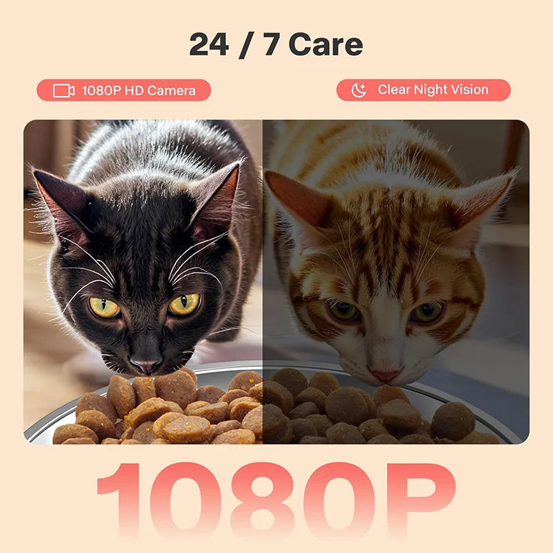 Nityers Smart Pet Feeder Dual Bowl Camera Timer Control
