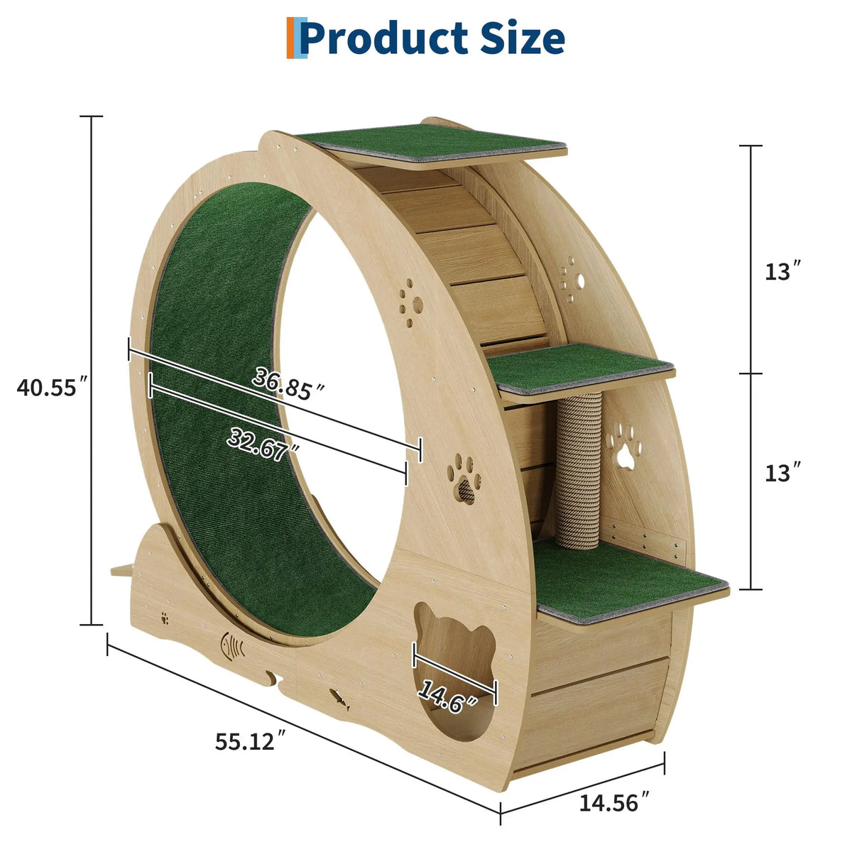 HiMISS 6 In 1 Cat Exercise Wheel With Scratch Post