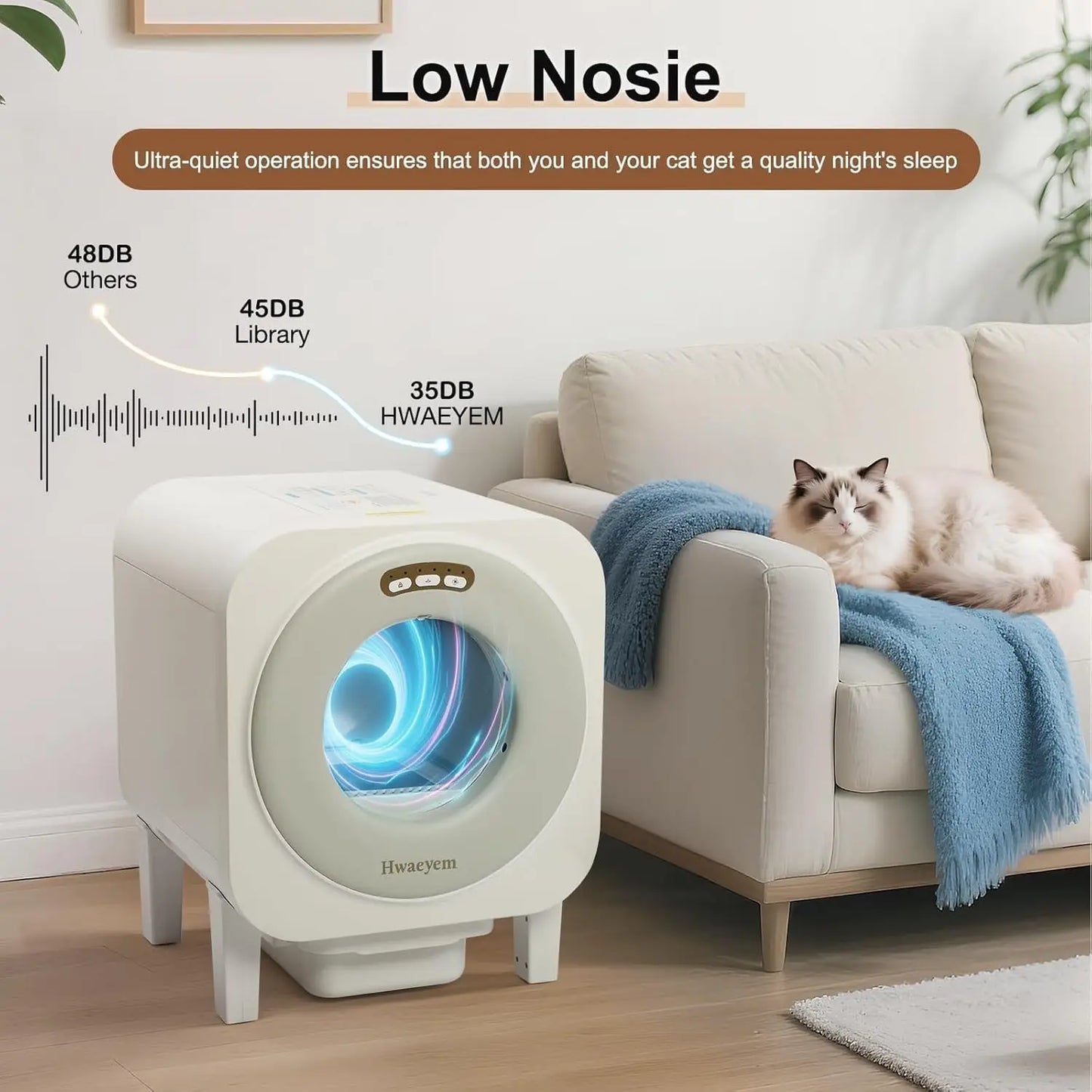 Self Cleaning Litter Box, 68L Large Capacity Automatic Cat Litter Box Self Cleaning for Multiple Cats, Automatic, Customized