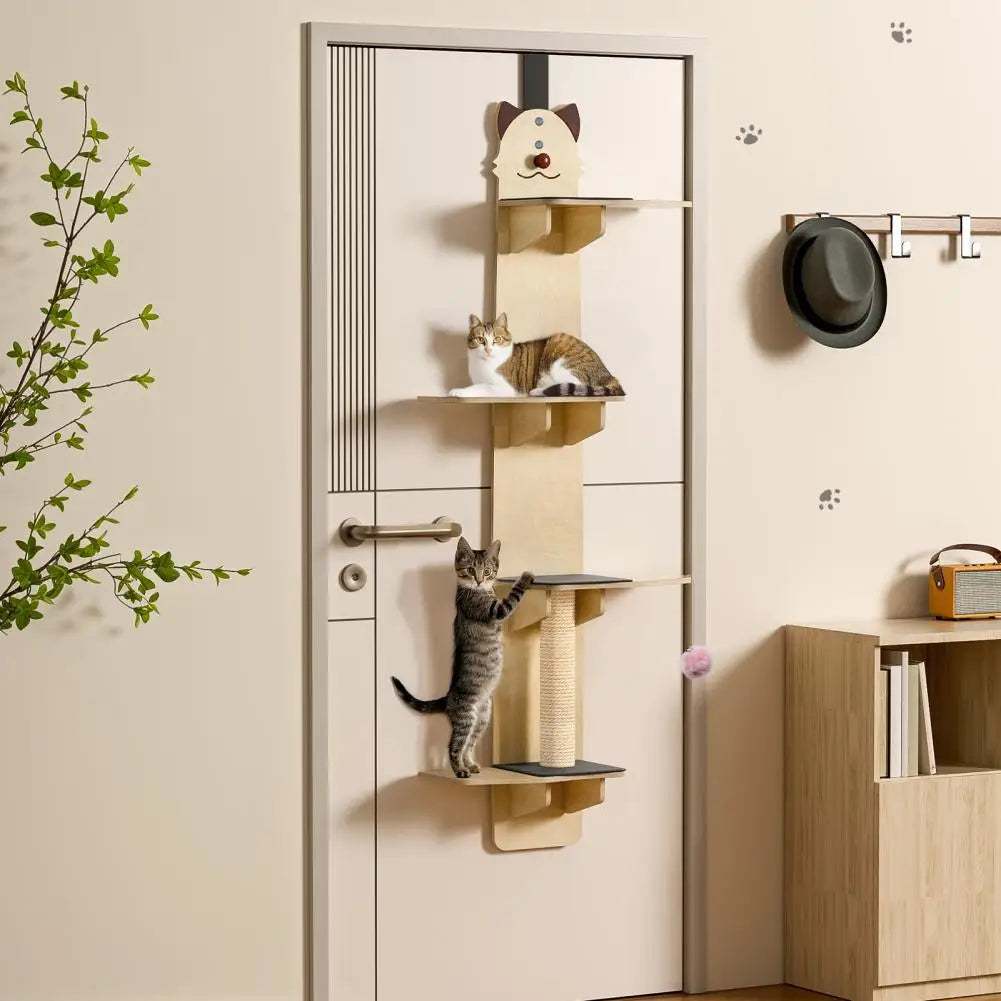 Over Door Cat Tree With Scratching Post And Climbing Shelves