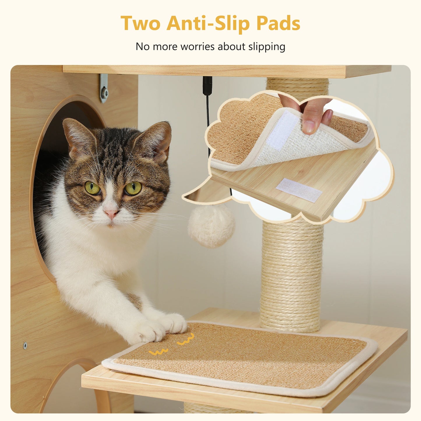 PETEPELA Modern Cat Tree Tower With Two Floor Condo And Scratching Posts