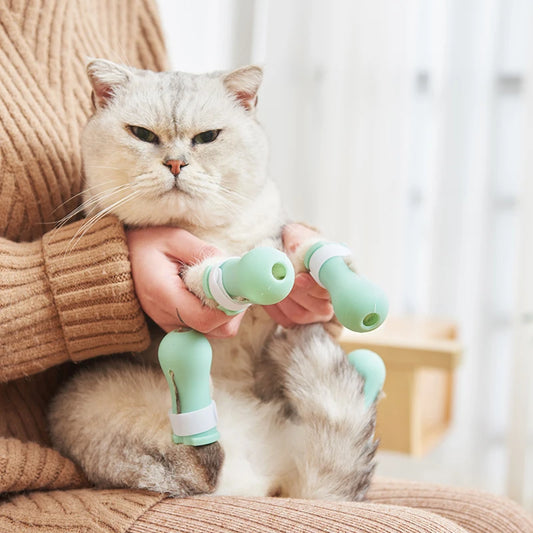 Adjustable Silicone Cat Claw Protector Bath Anti-Scratch Cat Shoes For Cat Pet Bath Wash Boots Cat Paw Nail Cover Pet Grooming S