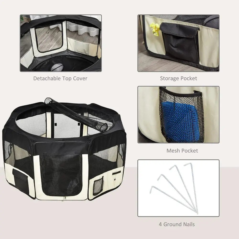 Portable Pet Playpen With Carry Bag For Dogs And Cats