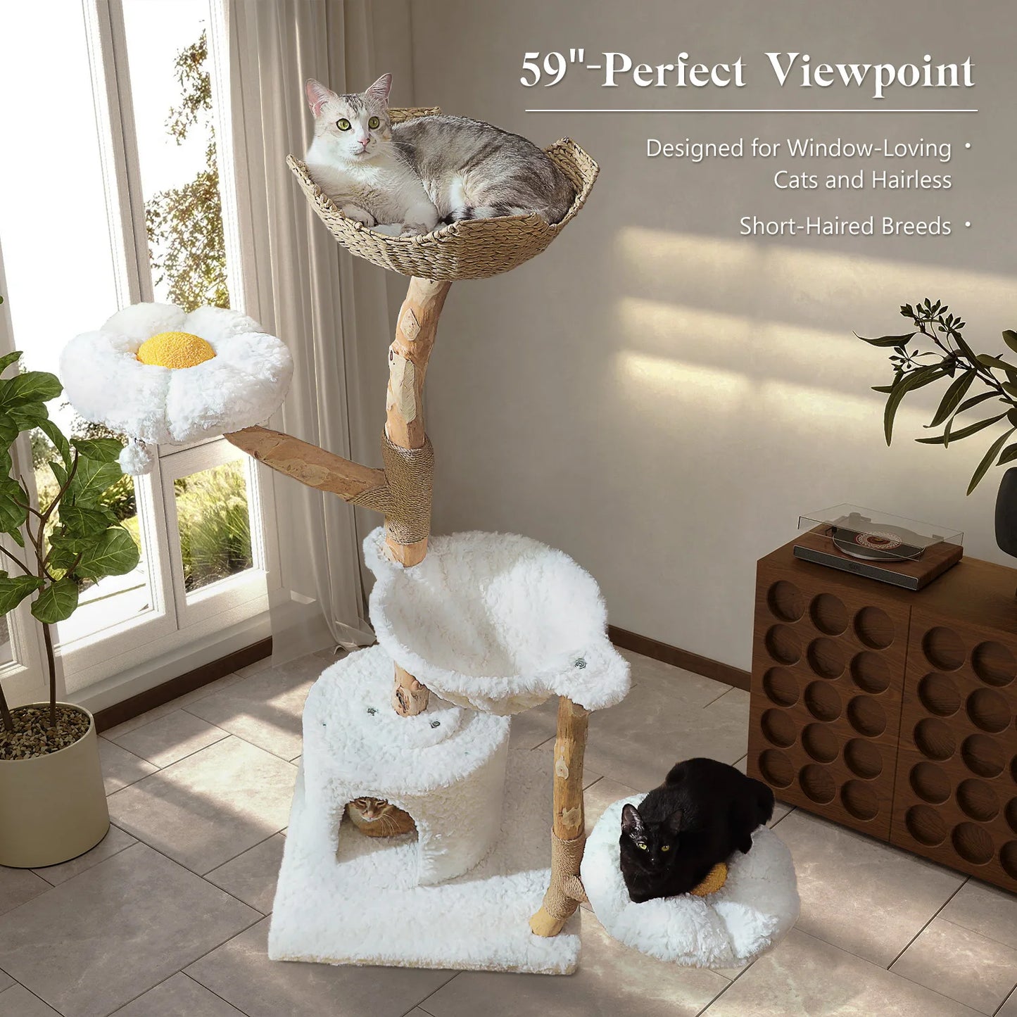 PAWZ Road Large Cat Tree Tower With Sisal Scratching Post And Basket Bed