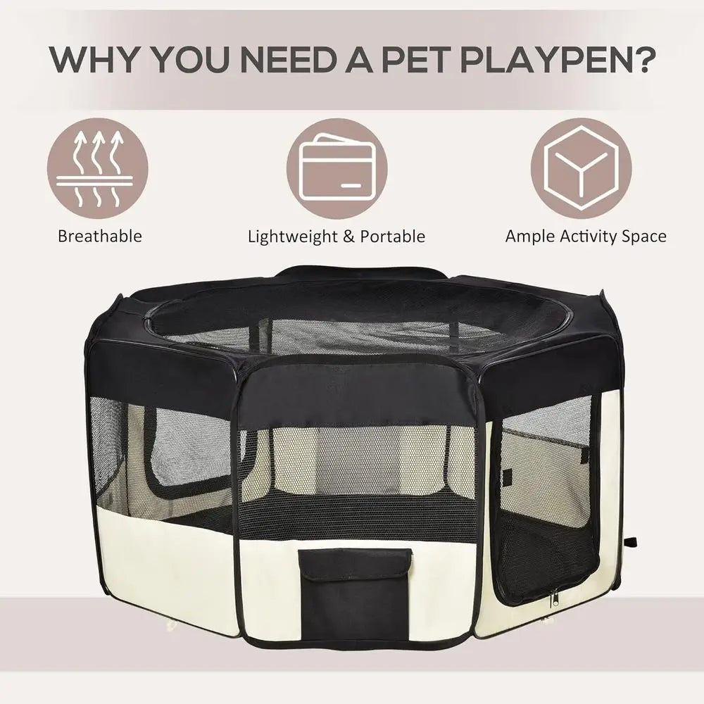 Portable Pet Playpen With Carry Bag For Dogs And Cats