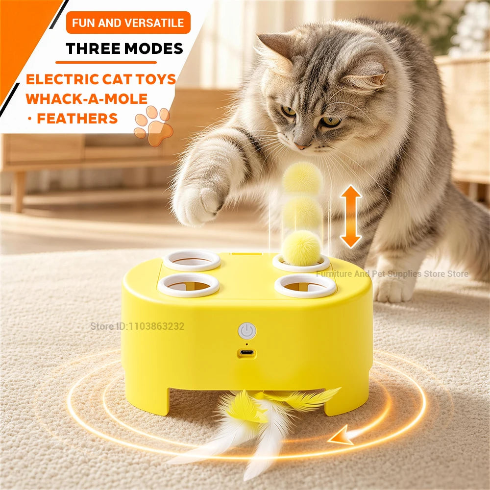 Smart Cat Toy: Self-Entertaining Interactive Cat Wand with Artificial Feathers – Electric Toy Suitable for Small and Large Cats