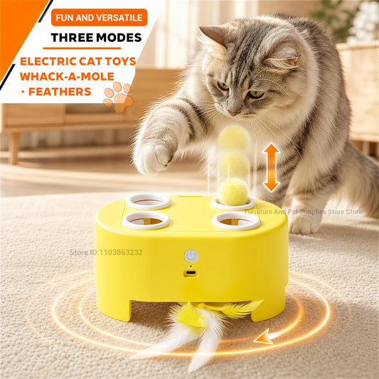 Smart Cat Toy: Self-Entertaining Interactive Cat Wand with Artificial Feathers – Electric Toy Suitable for Small and Large Cats