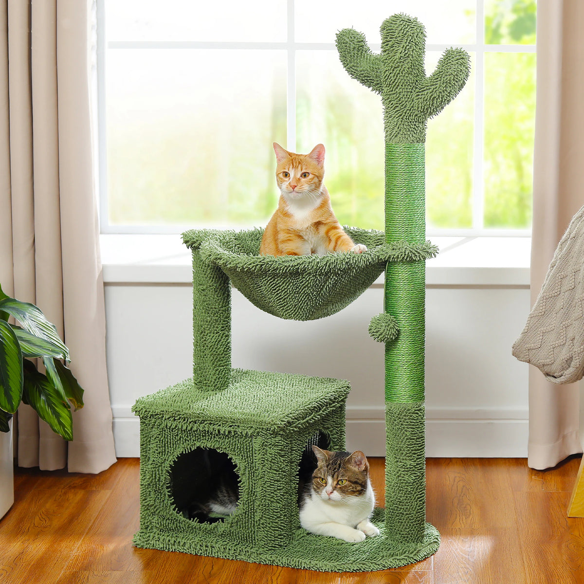 PEQULTI Cat Tree With Condo Hammock And Scratching Post