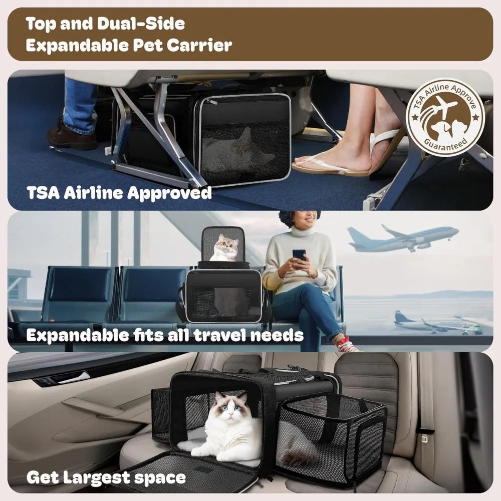 SHARLOVY Expandable Cat Carrier TSA Approved for Small Pets