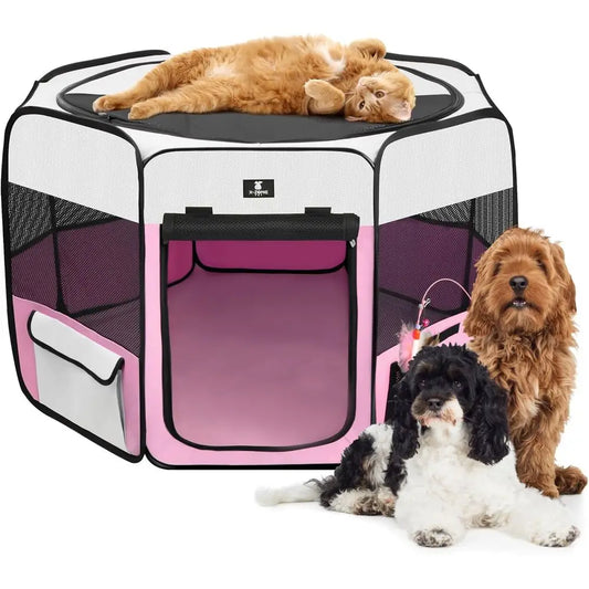 Portable Pet Playpen for Dogs, Puppies, Cats, Rabbits, Chicks - Foldable Exercise Pen, Suitable for Indoor and Outdoor Use, Trav