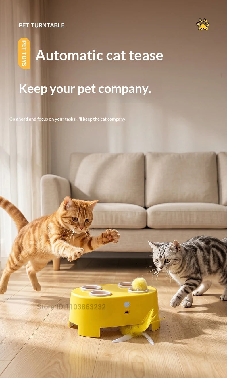 Smart Cat Toy: Self-Entertaining Interactive Cat Wand with Artificial Feathers – Electric Toy Suitable for Small and Large Cats