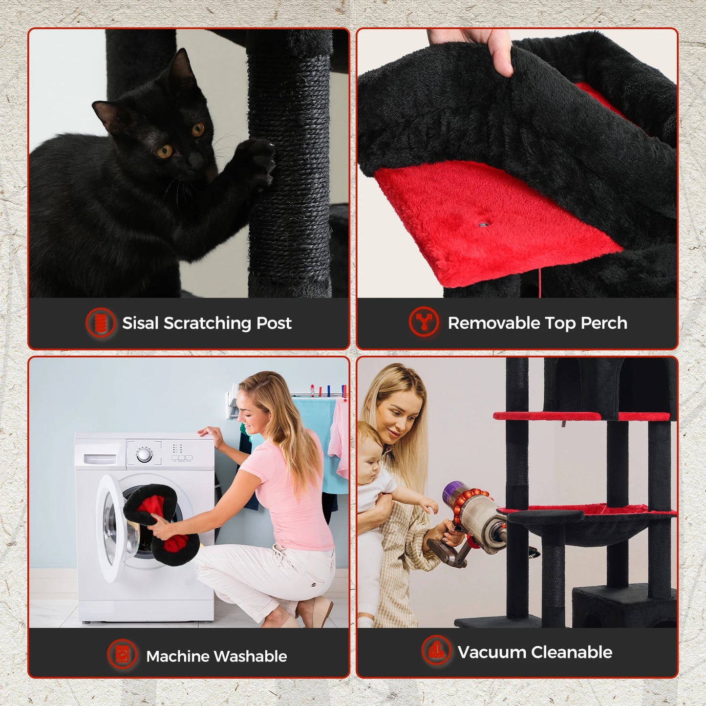 PAWZ Road Tall Cat Tree With Durable Scratching Posts