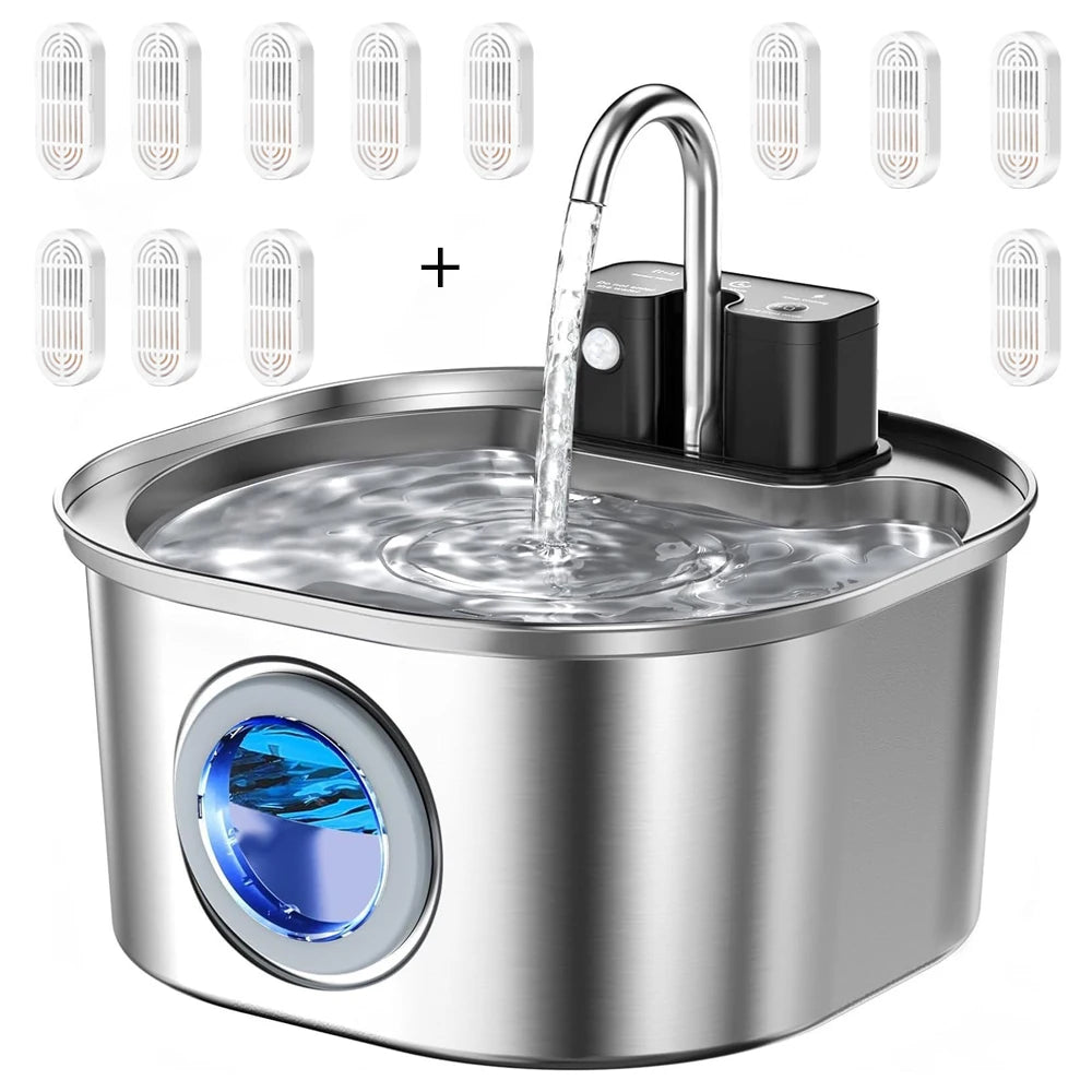 3.2L Stainless Steel Wireless Recharging Sensor Cat Water Fountain Auto Drinking Fountain For Cats Dog Drinker Pet Dispenser Bowl Active