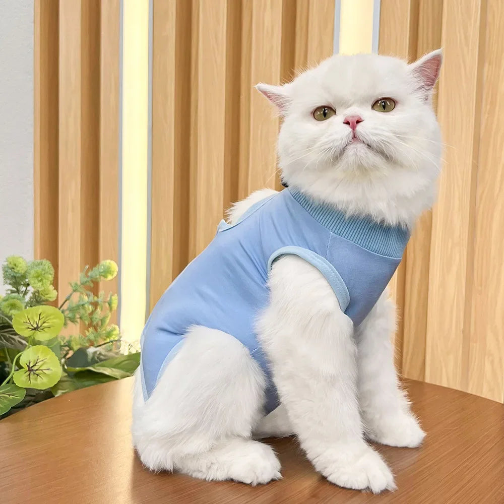 Anti Licking Pet Cat Clothes Girls Kitten Overall Pajamas Cat Clothes Recovery Suit Female Jumpsuit Cat Sterilization Vest Shirt