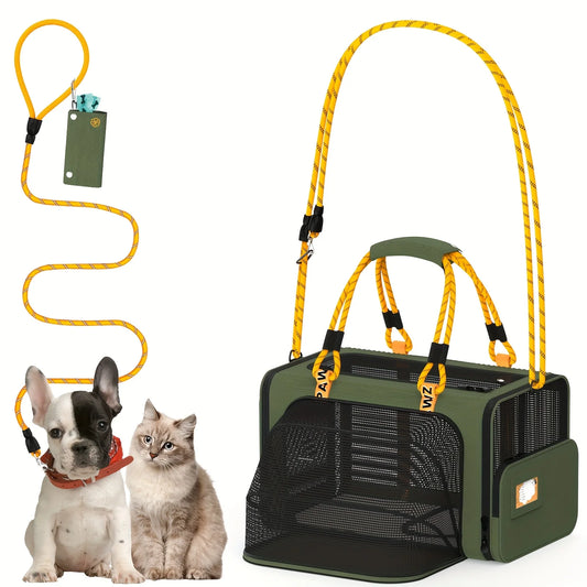 PAWZIDEA Expandable Cat Carrier With ID Card TSA Airline Approved