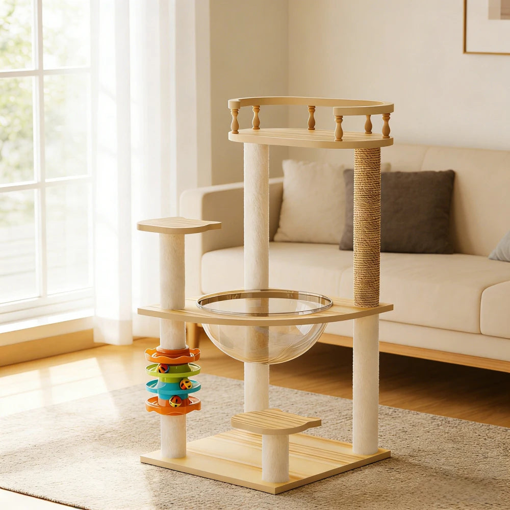 Modern Three Tier Cat Tower With Sisal Posts And Hammock