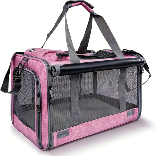 Airline Approved Soft Sided Pet Carrier With Breathable Mesh Leash