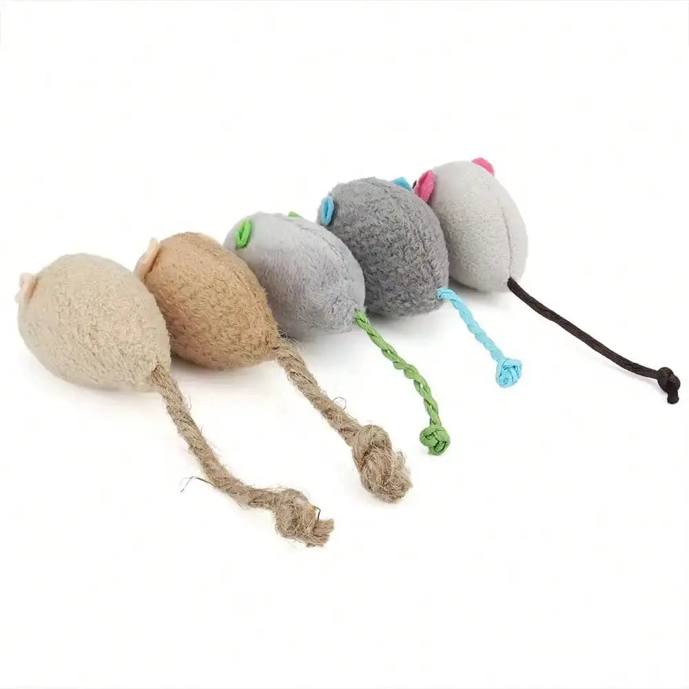 1-10 Pieces Set Rattle Cat Mouse Toy Imitation Fur Cat Mouse Toy Interactive Cat Game Toy Indoor Cat Toy