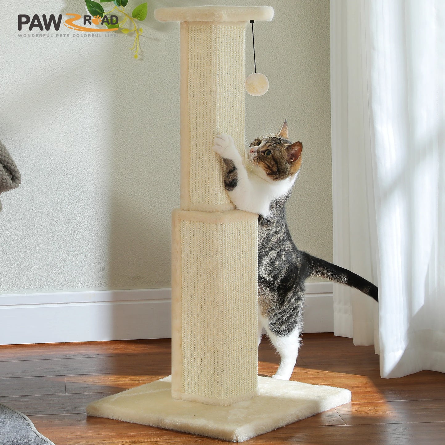PAWZ Road Cat Scratching Post With Woven Sisal Ball Toy