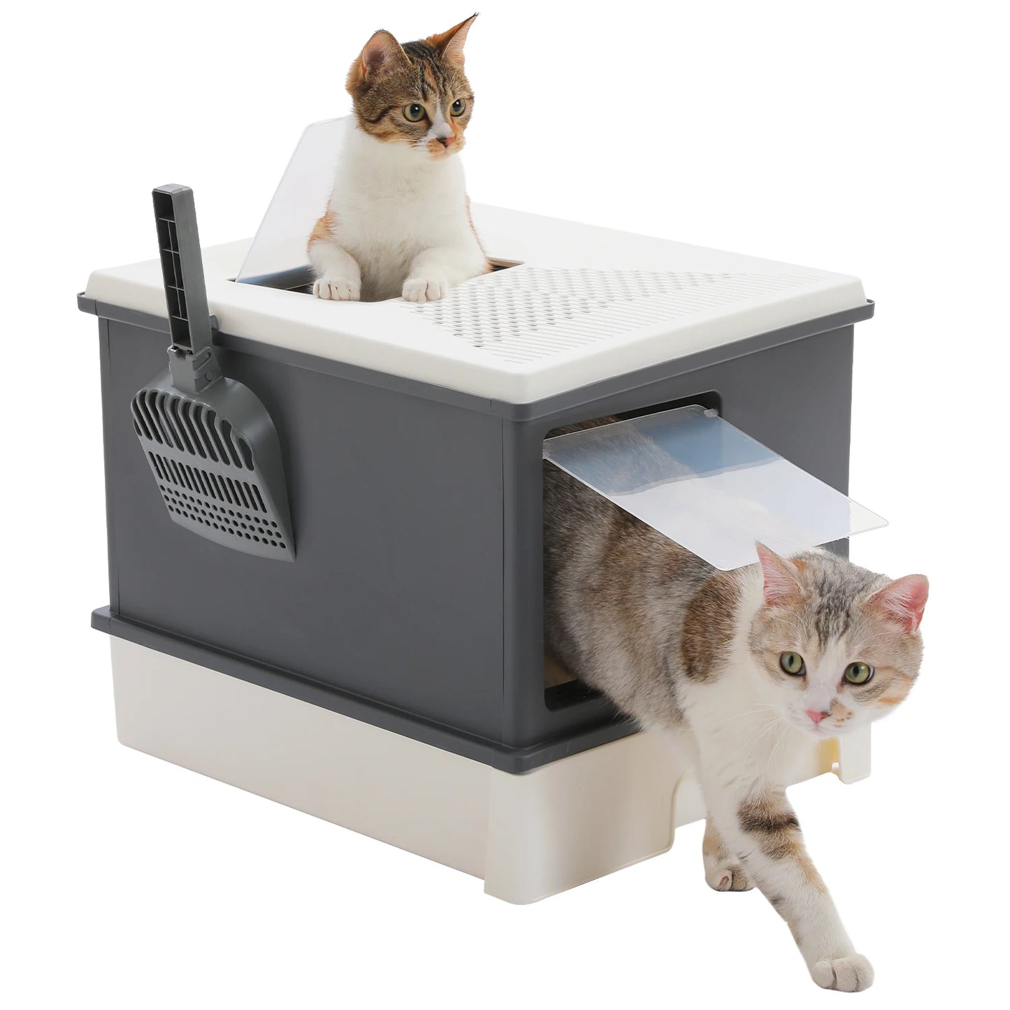 Enclosed Cat Litter Box With Scoop Large Indoor Cat Toilet
