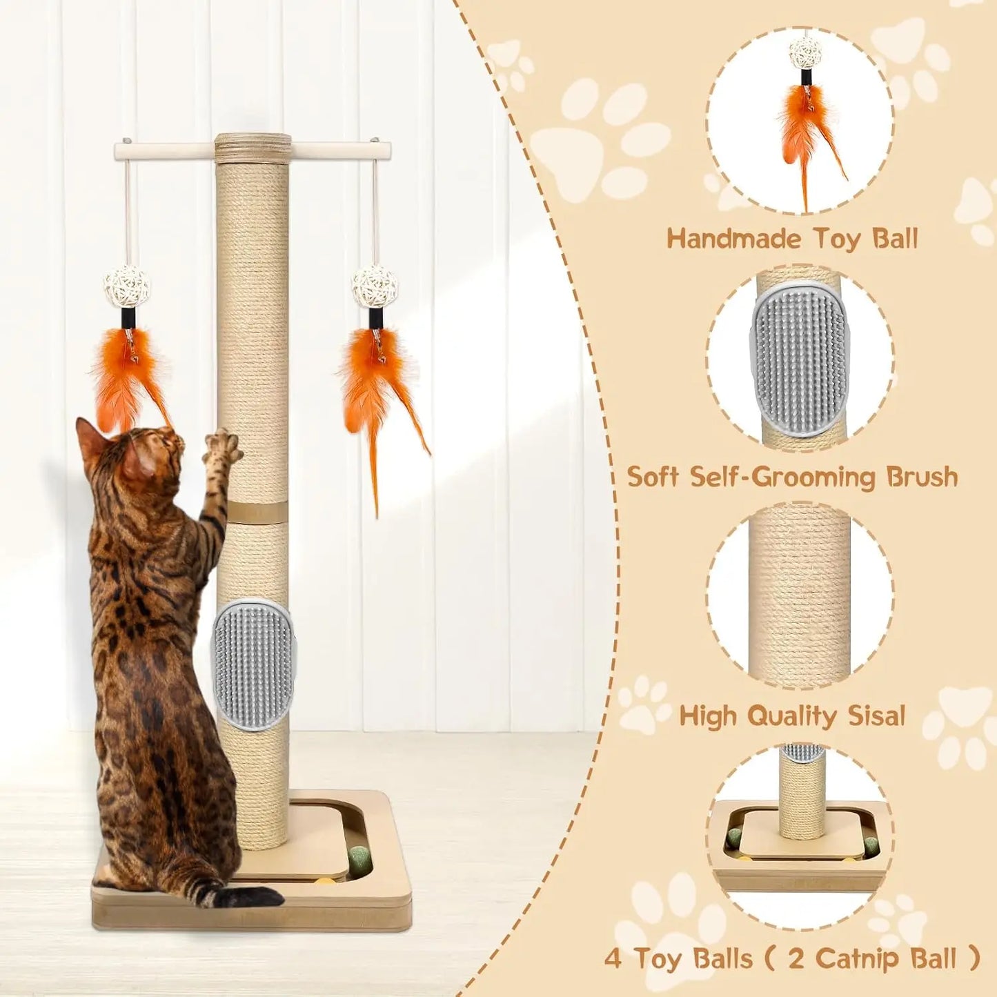 27” Small Cat Tree with 3-Tier Ball Track & Jute Scratching Post, Space-Saving Kitten Tower for