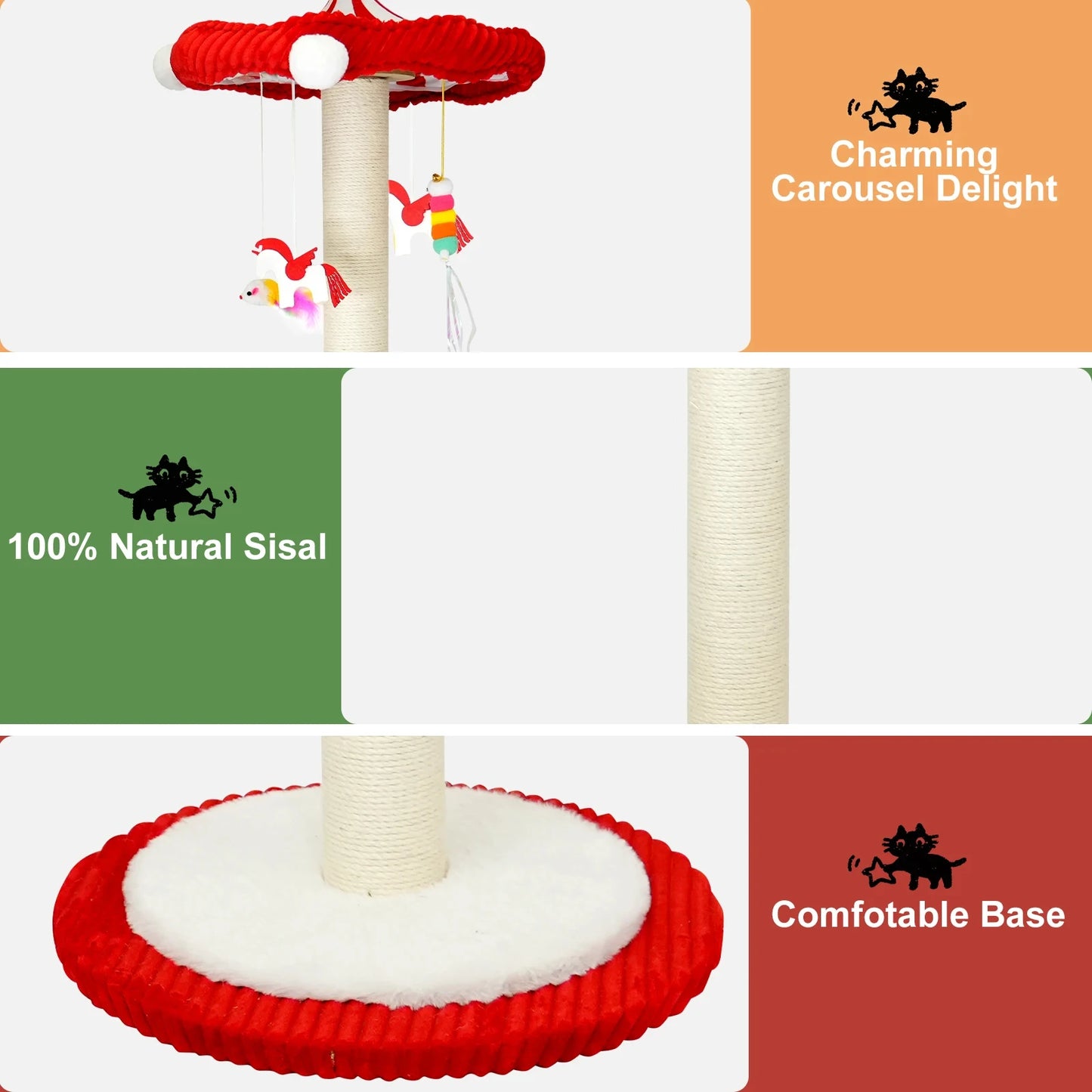 Rotating Interactive Cat Scratching Post Sisal Cat Tree Tower Durable For Indoor Kittens And Adult Cats Wear Resistant Climbing