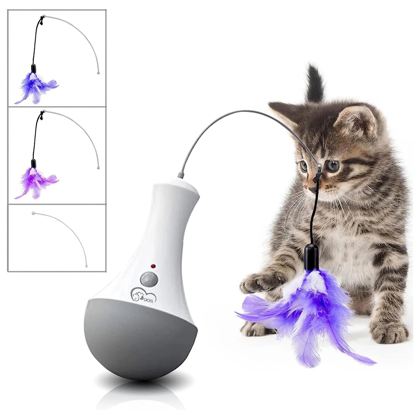 Cat Interactive Feather Toy Teaser With 360 Degree Rotation For Indoor Play