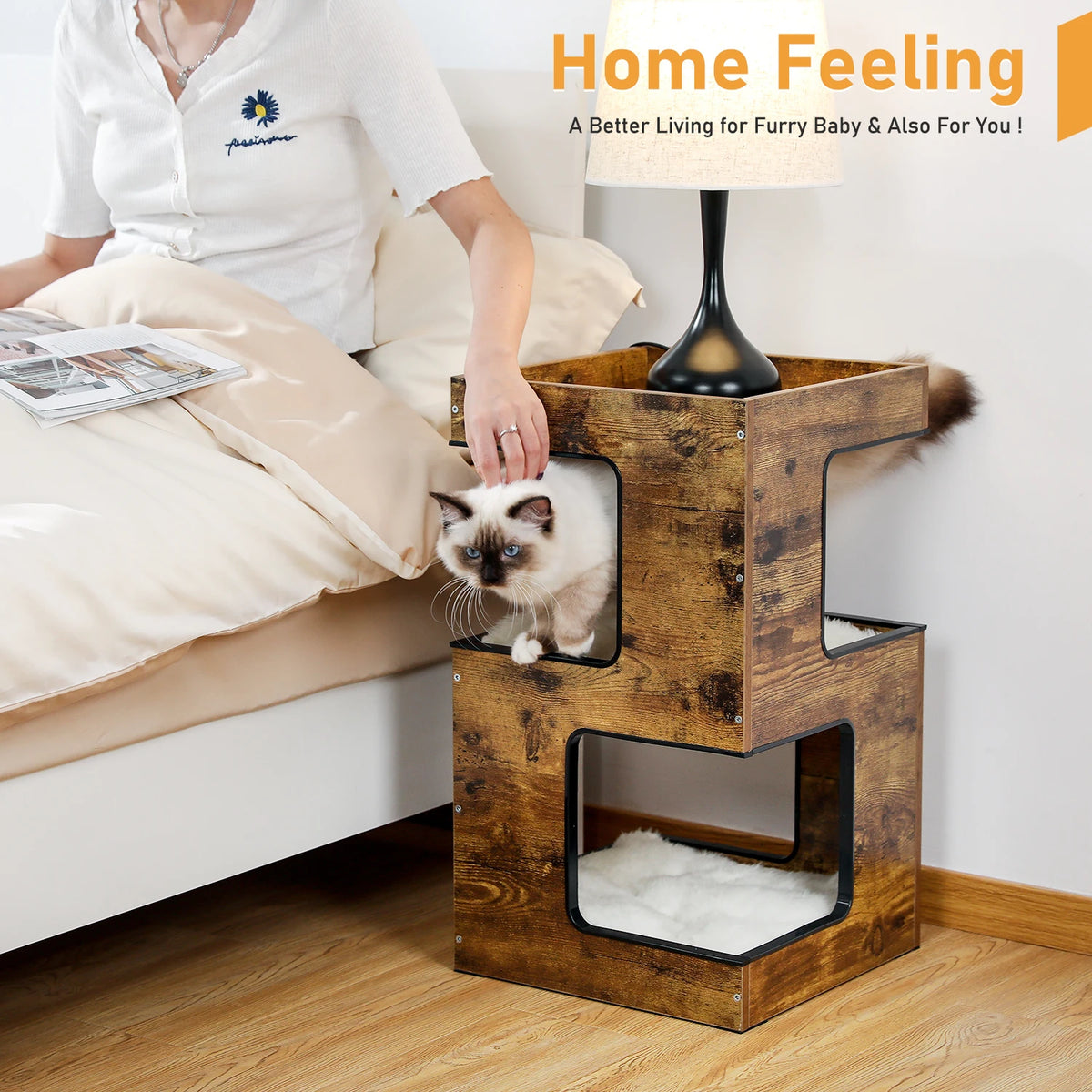 PAWZ Road Modern Cat Condo With Removable Mats And Scratcher by Annie N Poe Cattastic Supplies