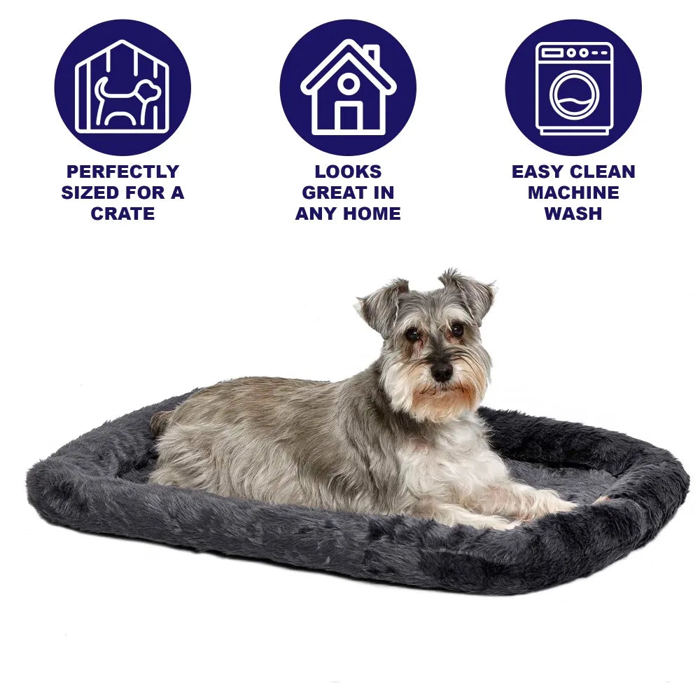Small Gray Quiet Time Dog Bed Cozy Calming Anti-Anxiety Pet Mat for Small Dogs Cats Puppies Comfortable Washable Non-Slip
