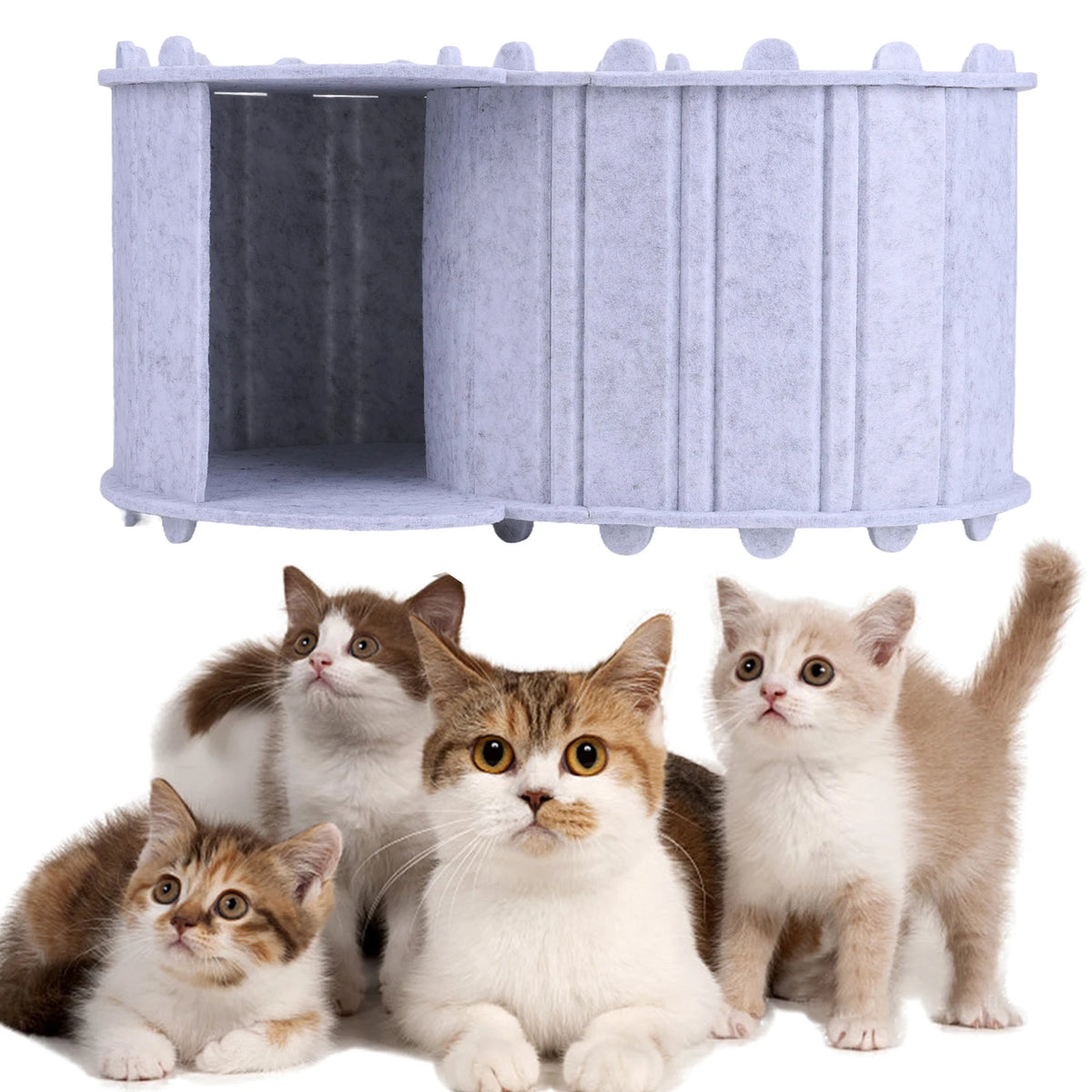 Foldable Felt Cat Tunnel Bed Semi Enclosed Peekaboo Cave