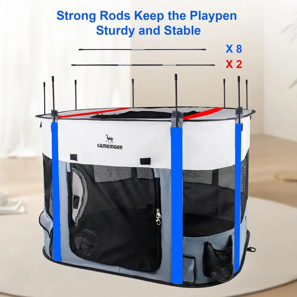 Versatile Indoor-Outdoor Pet Playpen, 2-in-1 Waterproof Dog Crate & Cat Enclosure, Large Portable Kennel for Small Dogs and Kitt