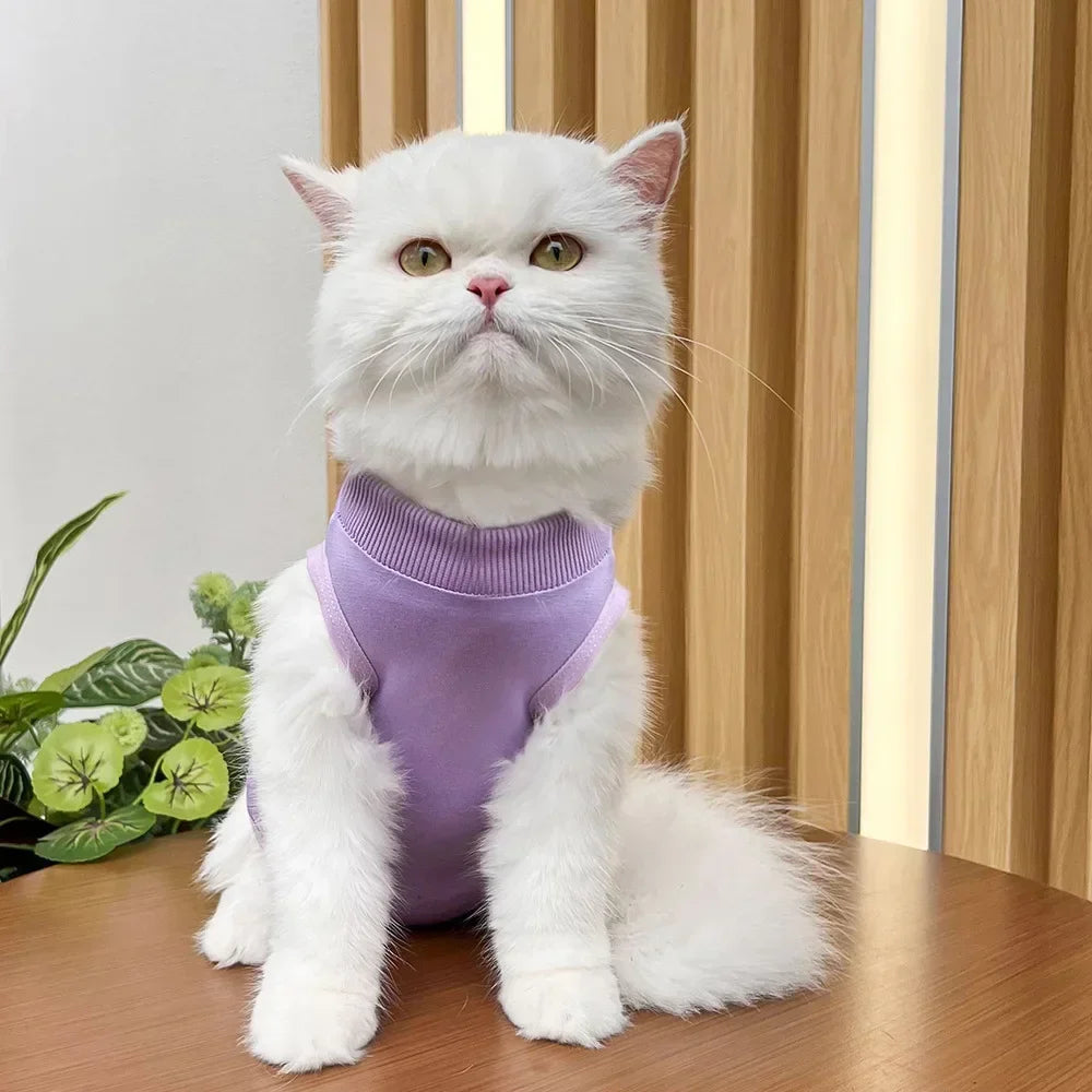 Anti Licking Pet Cat Clothes Girls Kitten Overall Pajamas Cat Clothes Recovery Suit Female Jumpsuit Cat Sterilization Vest Shirt
