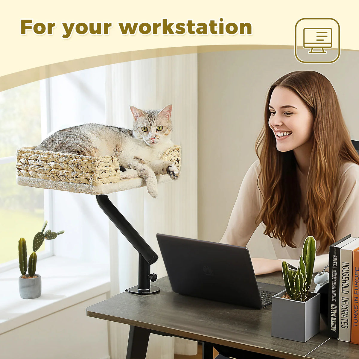 PAWZ Road Rotatable Cat Desk Bed Adjustable Plush Hammock by Annie N Poe Cattastic Supplies