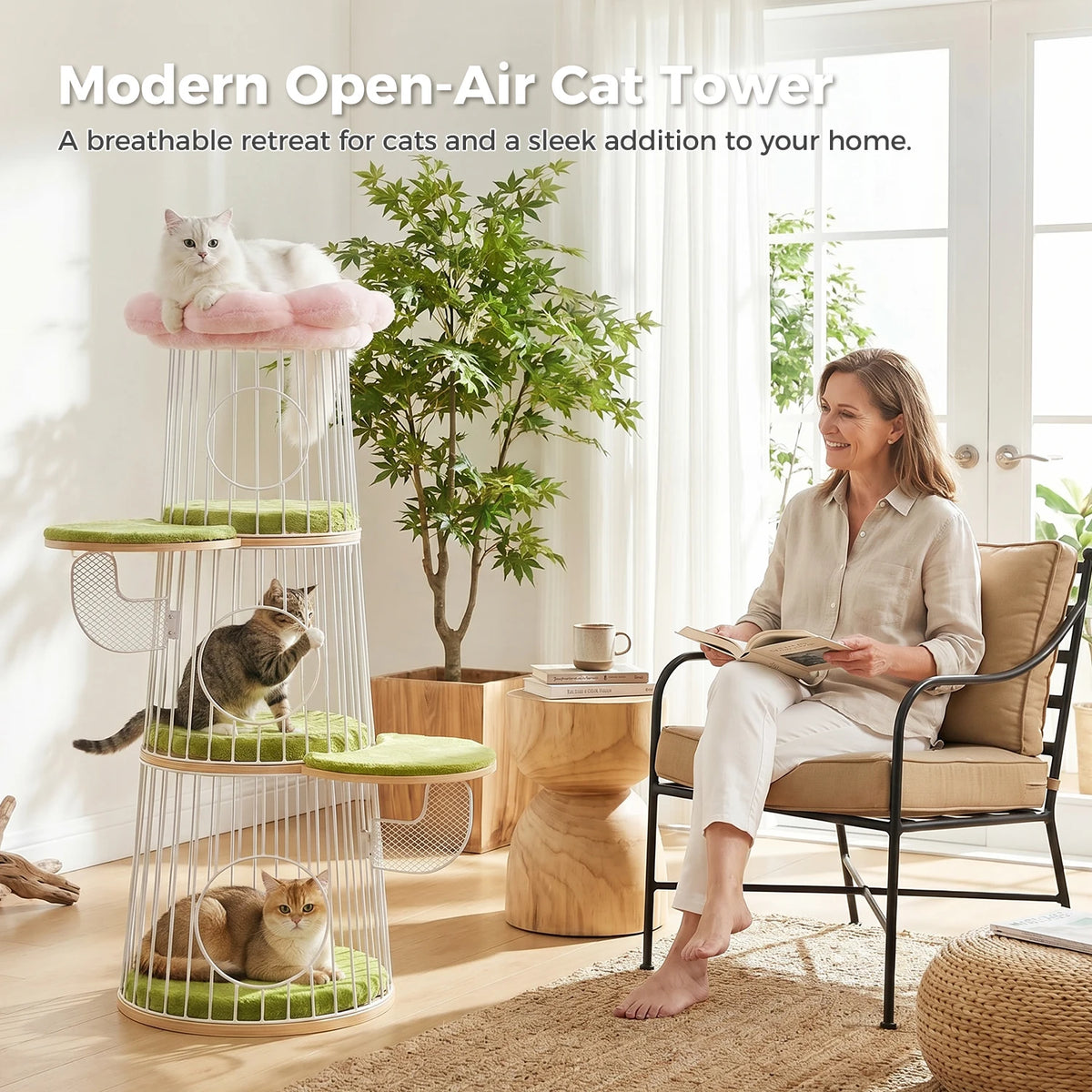 PAWZ Road Modern Cat Tree With Condos And Flower Perch