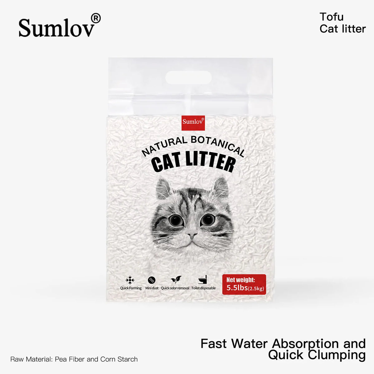Natural Tofu Cat Litter Quick Clumping Flushable Odor Control