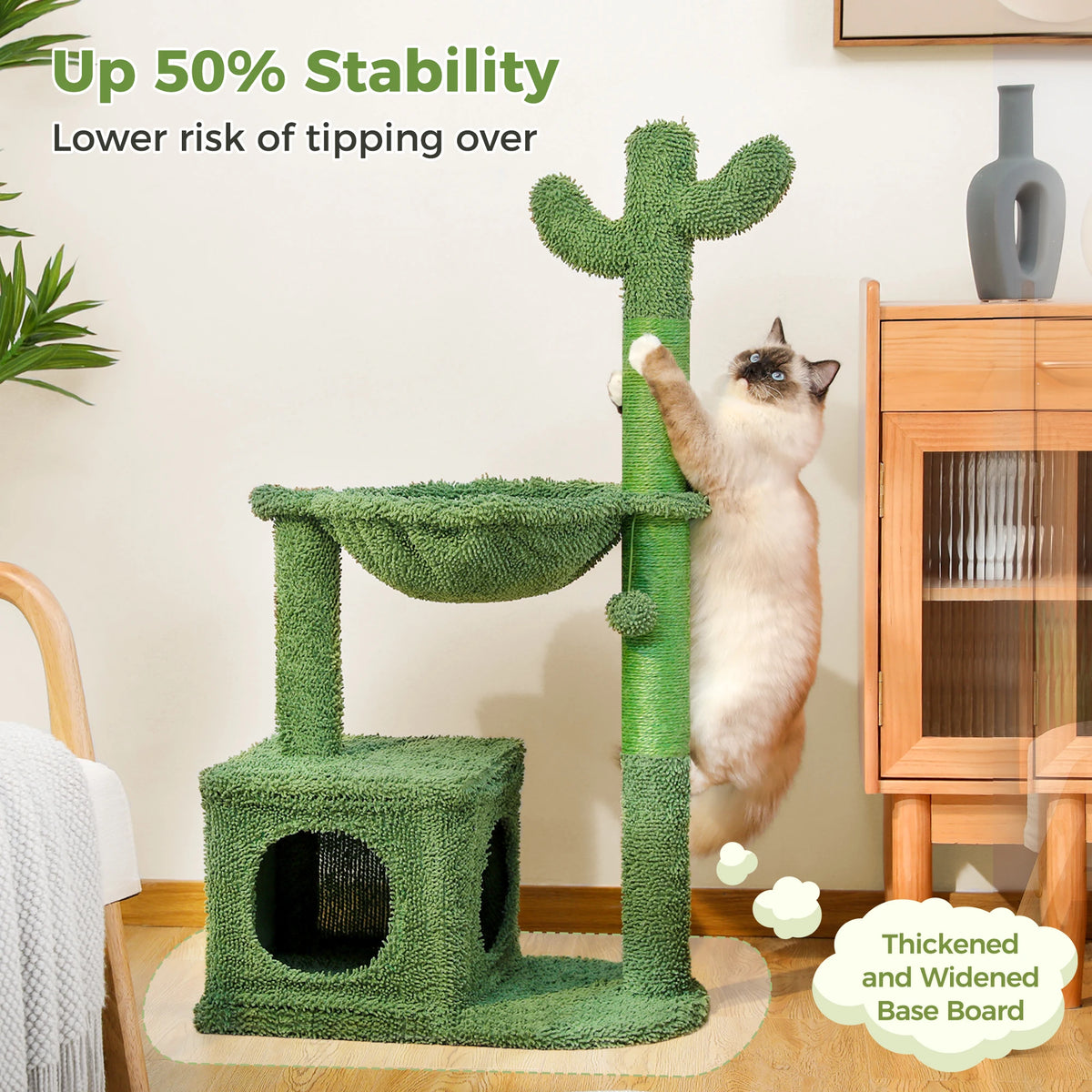 PEQULTI Cat Tree With Condo Hammock And Scratching Post